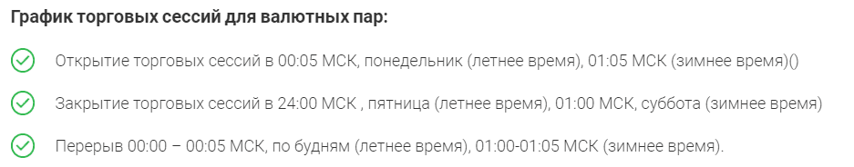 График торговый сессий для валютных пар