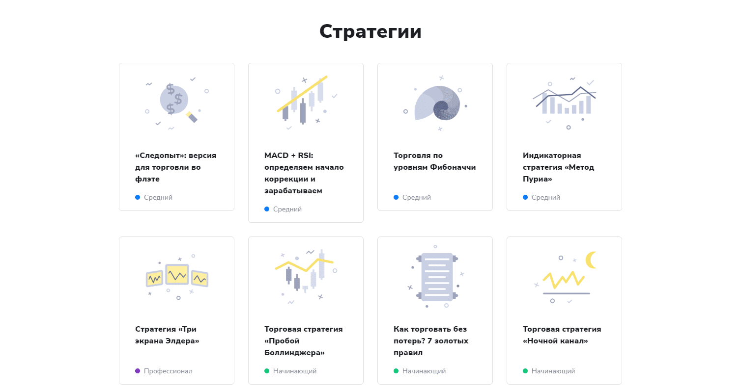 Раздел "Стратегии" на Биномо