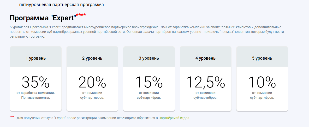 Пятиуровневая партнерская программа