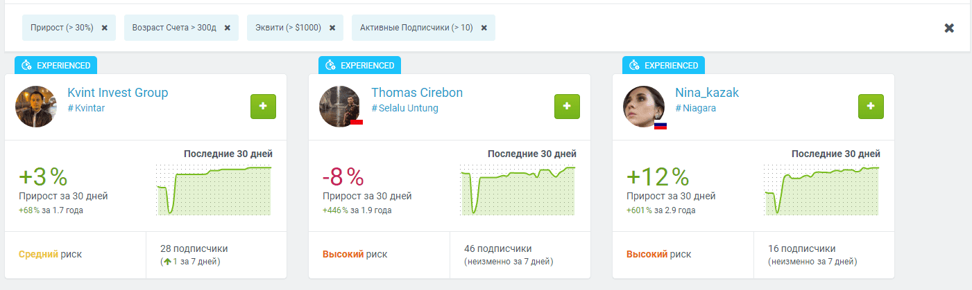 Счета для копирования сделок