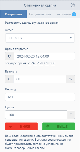 Срок экспирации бинарного опциона