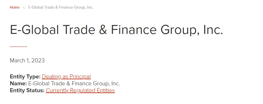 Информация о E-Global Trade & Finance