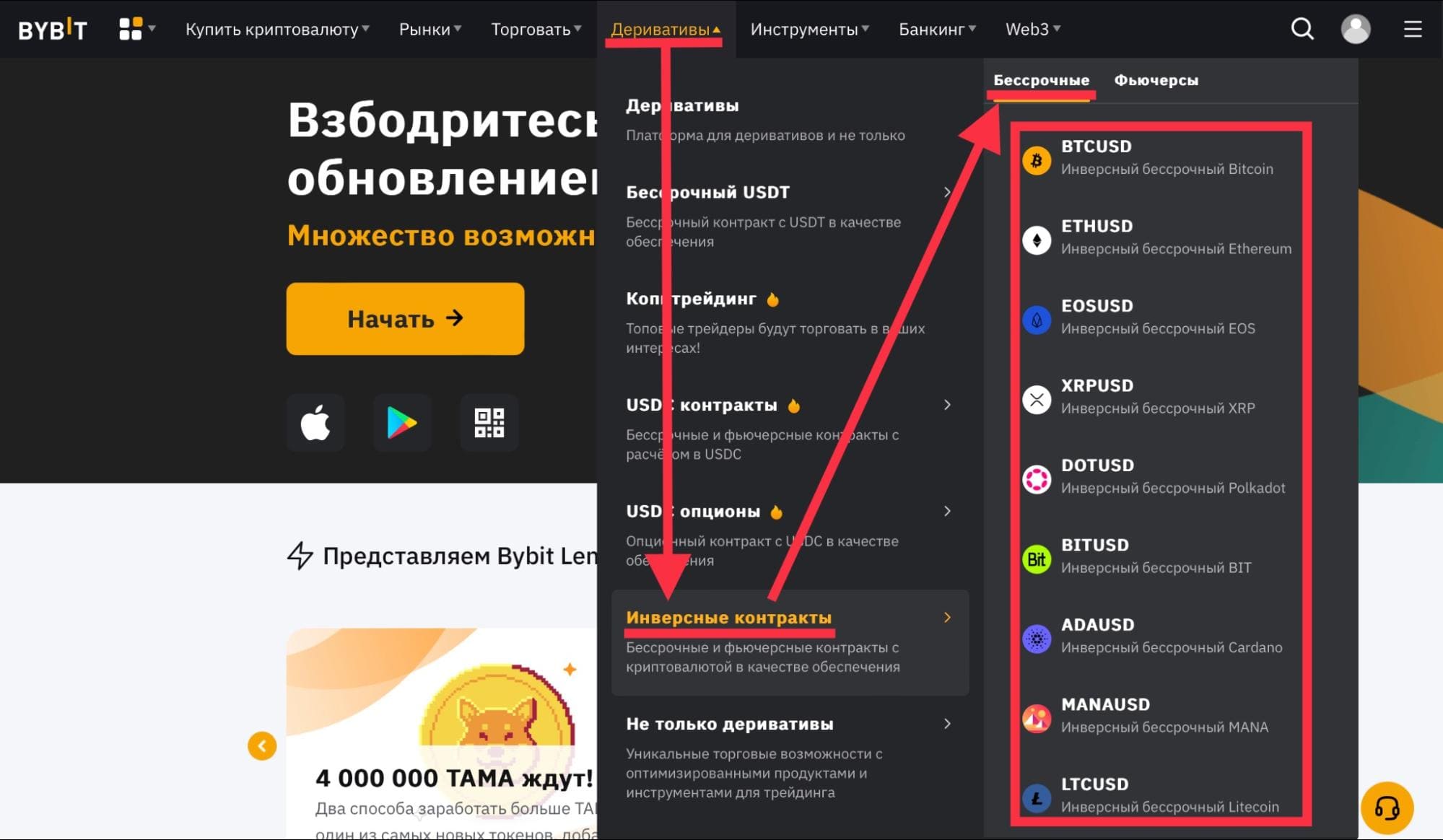 бессрочные инверсные контракты