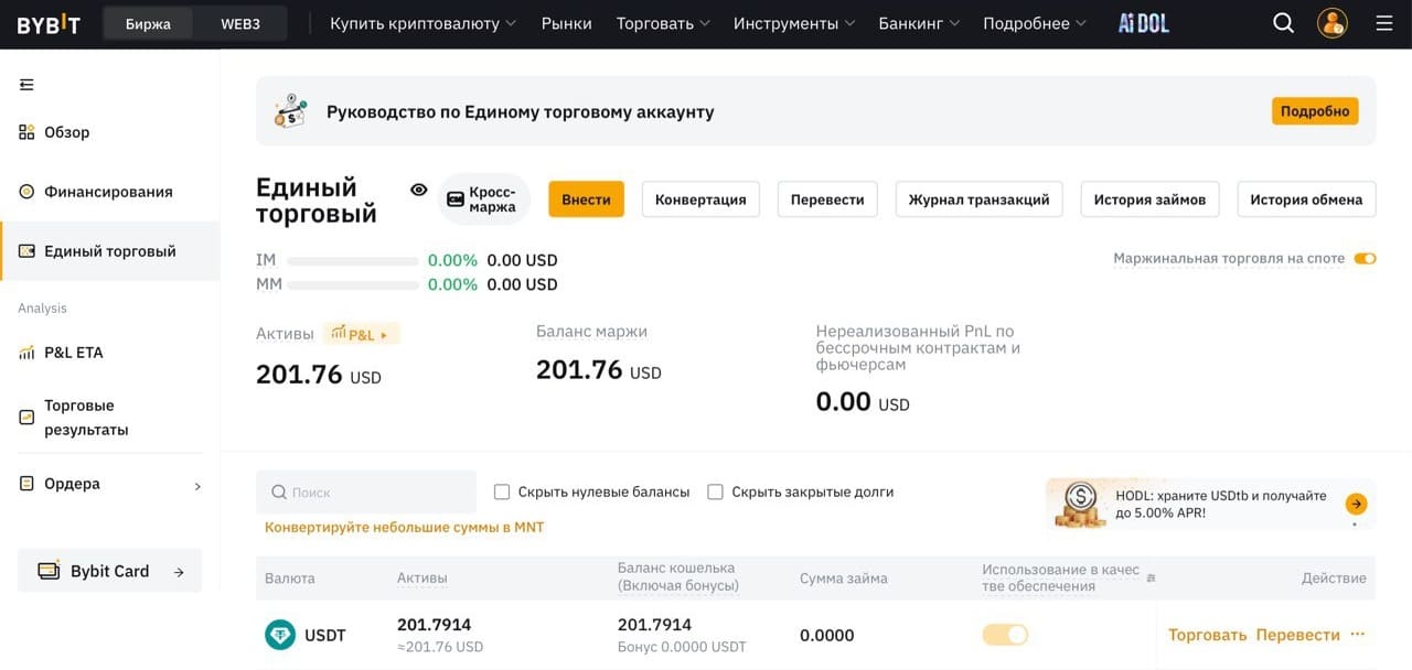 Итоговый баланс аккаунта