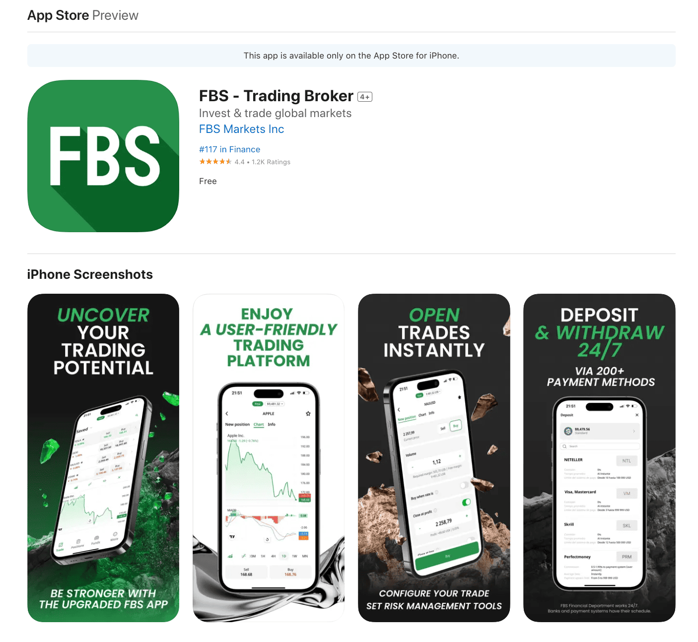 Мобильное приложение FBS - Trading Broker