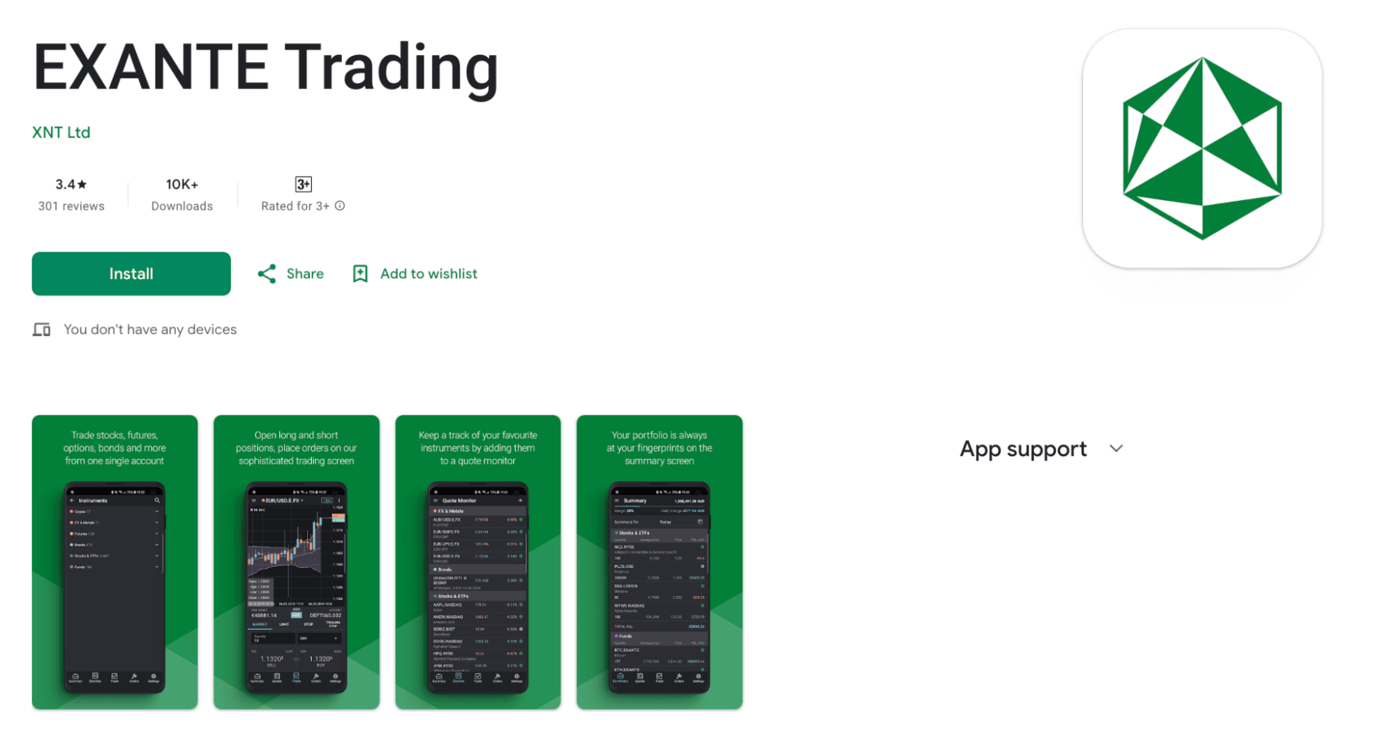 Мобильное приложение для трейдинга Exante Trading
