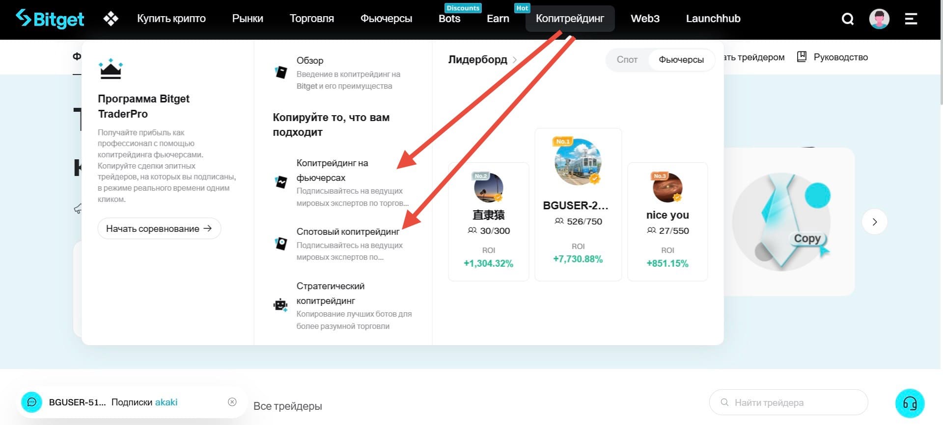 Доступ к истории копитрейдинга