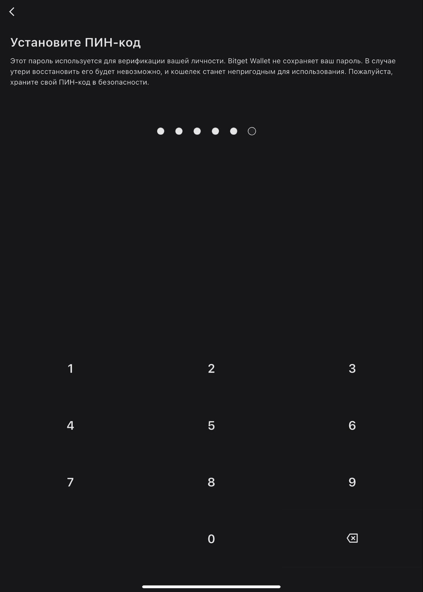 Установка ПИН-кода в Bitget Wallet