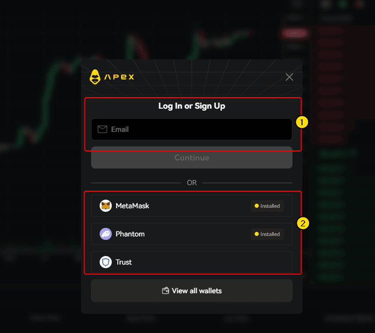 ApeX.Exchange – биржа без KYC с подключением кошелька
