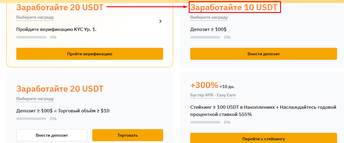 Задания для новичков в Бонусном центре Bybit