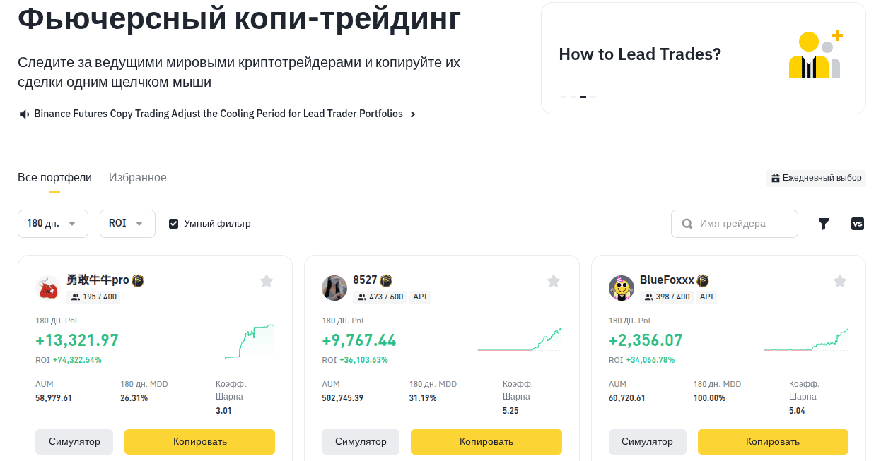 Лидеры рейтинга трейдеров на Binance
