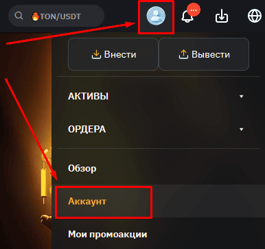 Переходим на страницу управления аккаунтом