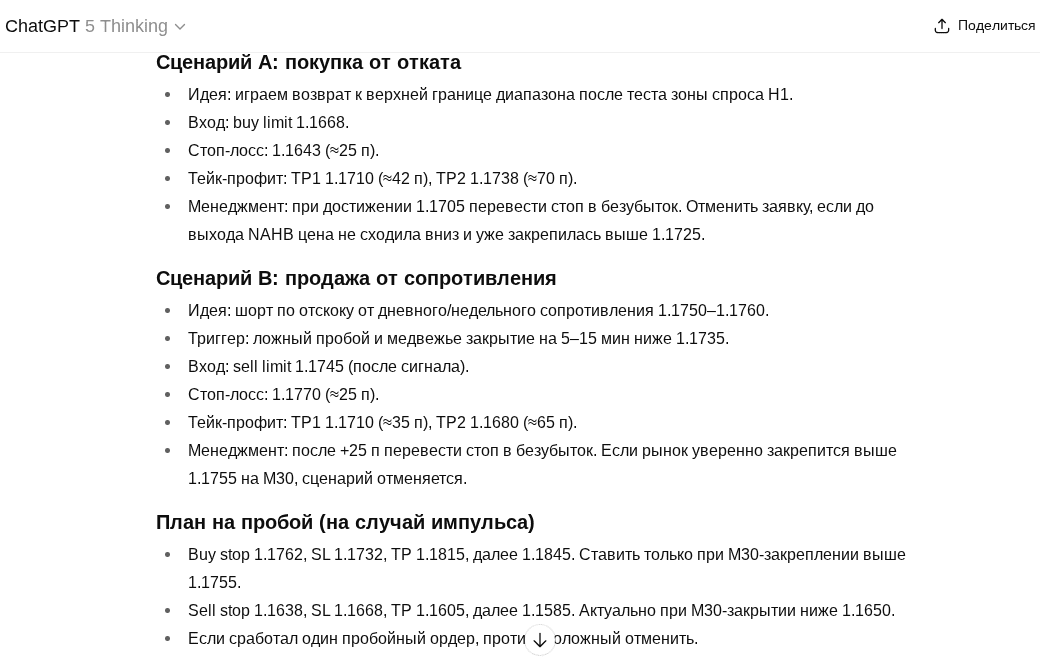 Торговый план по EUR/USD