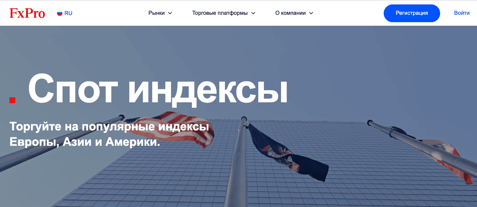 Торговля CFD на индексы с FxPro. Источник: fxpro.com
