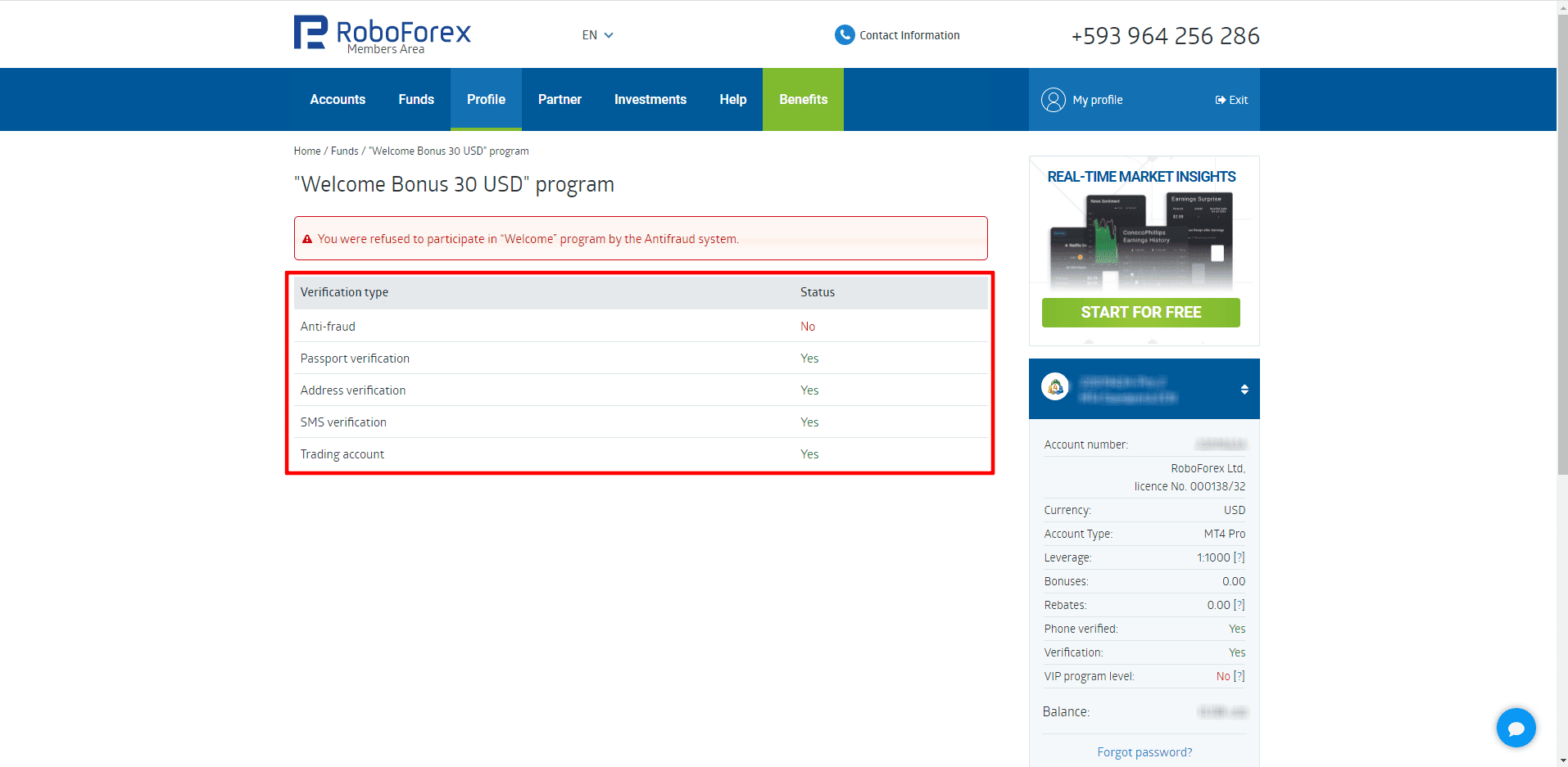 Бонус на первый депозит от Roboforex