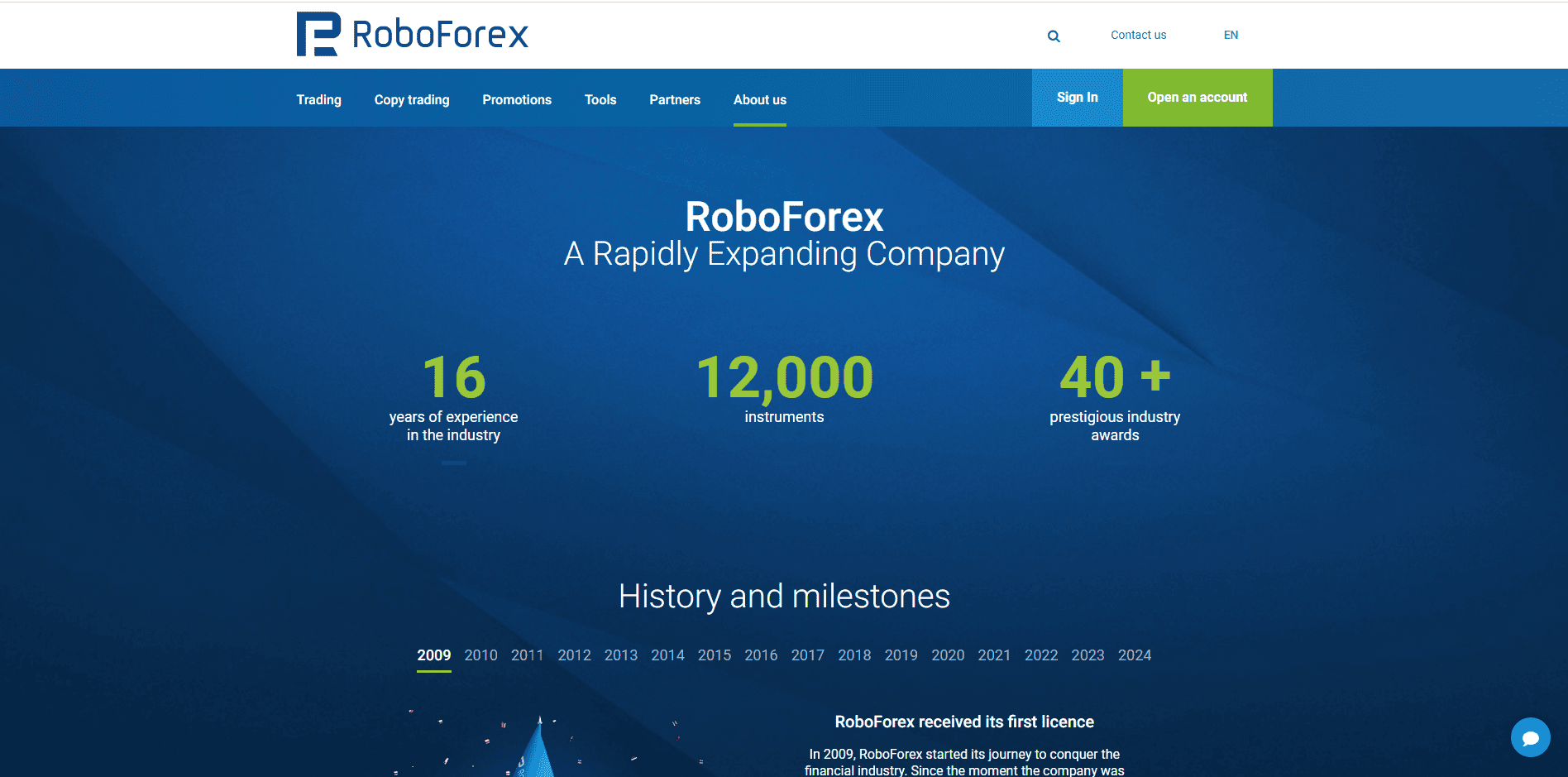 Скриншот с официального сайта RoboForex