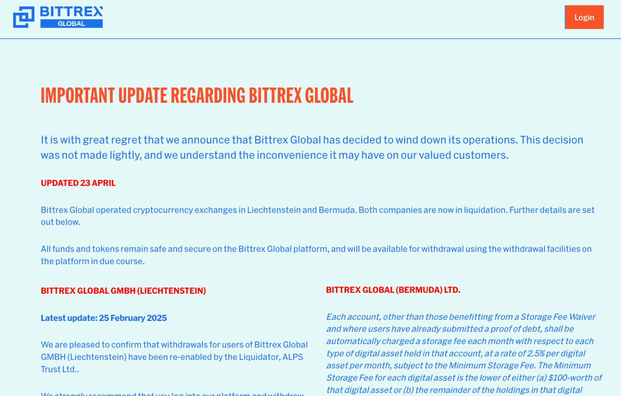 Закрытие биржи Bittrex