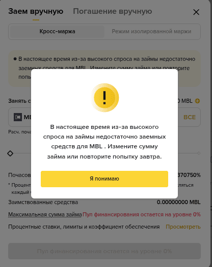 Пустой пул займов