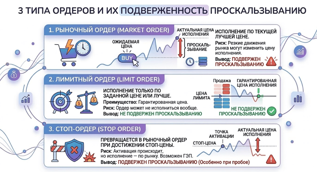 Как различные ордера влияют на проскальзывания