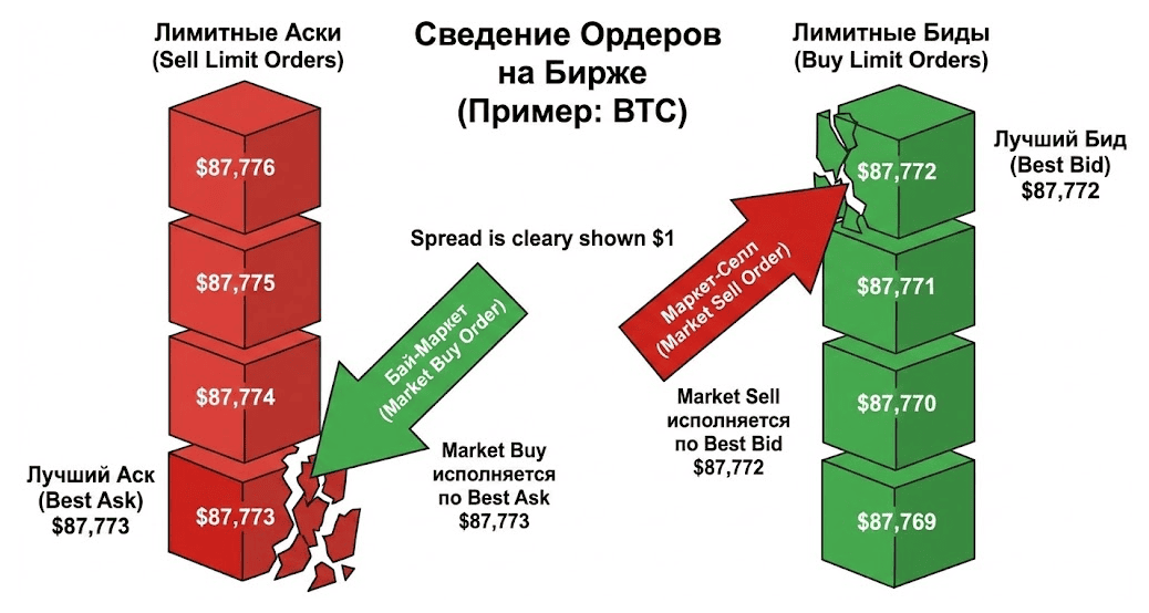 Сведение ордеров на бирже